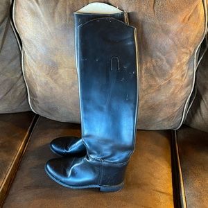 Ladies Black Leather Equestrian Riding Boots 6 1/2